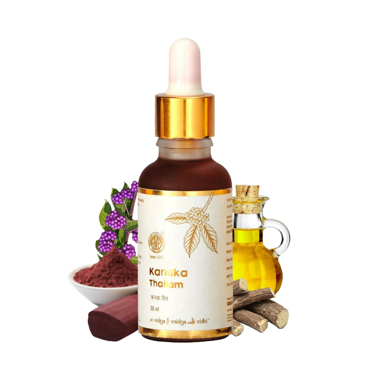 Image 1 of AVP Ayurveda Kanaka Thailam Day Serum Infused with Beauty Berry and Sandalwood, Ayurvedic Herbal Face Oil