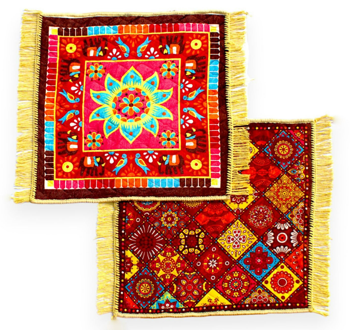 Image 1 of Glun 24 * 24 Inch Velvet Multipurpose Square Carpet Or Mat For Pooja Aasan, Sitting, Meditation 2 Piece Pack