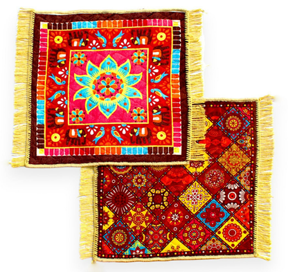Image 1 of Glun 24 * 24 Inch Velvet Multipurpose Square Carpet Or Mat For Pooja Aasan, Sitting, Meditation 2 Piece Pack