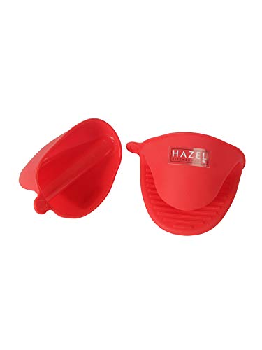 Image 5 of HAZEL Silicone Pinch Grip Mitts Microwave Oven Heat Resistant Gripper Kitchen Pot Holder, Red