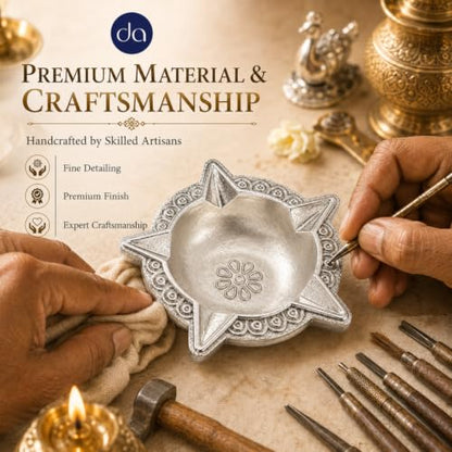 Image 4 of Dev Aastha 999 Silver Plated Panchmukhi Diya