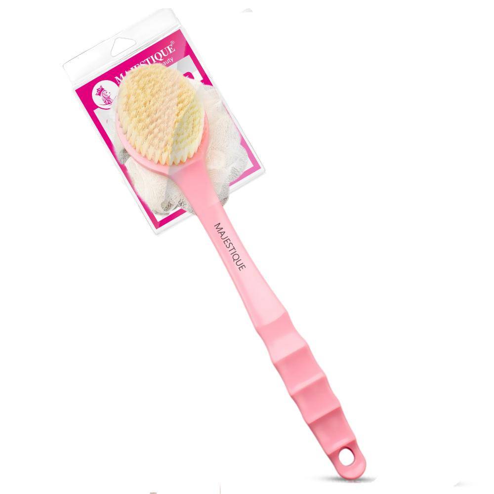 Image 1 of 131g for the product Majestique Bath Body Brush & Loofah, Dual-Sided Back Scrubber, Long Handle - 1Pc/Multicolour