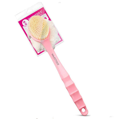 Image 1 of 131g for the product Majestique Bath Body Brush & Loofah, Dual-Sided Back Scrubber, Long Handle - 1Pc/Multicolour
