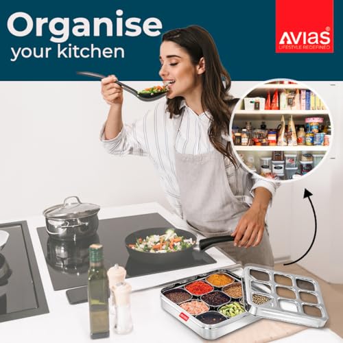Image 5 of AVIAS 9-in-1 Stainless Steel Masala/Spice Box