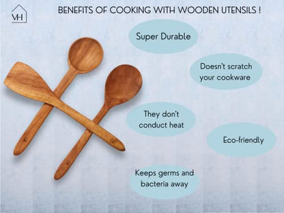 Image 2 of Vesta Homes Neem Wood Spoon, Compact Flip, Spatula/Ladle Set of 3