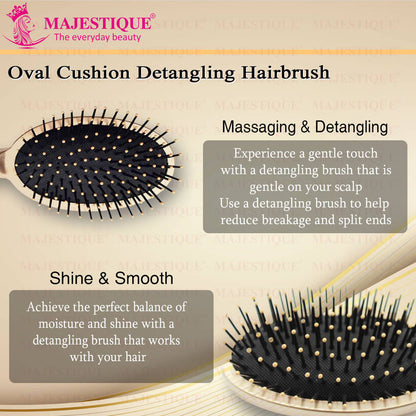 Image 3 of Majestique Golden Oval Detangler Brush - Friendly Detangling Brush Ultra-Soft Tipped Nylon