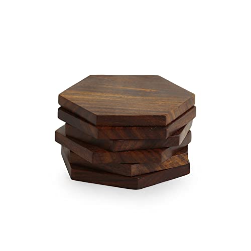 Image 3 of ExclusiveLane Six Cornered Spring Wooden Coasters Set of 6