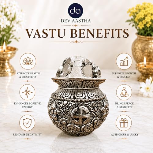 Image 4 of Dev Aastha 999 Silver Plated Pooja Kalash Khazana - 4.5 Inch
