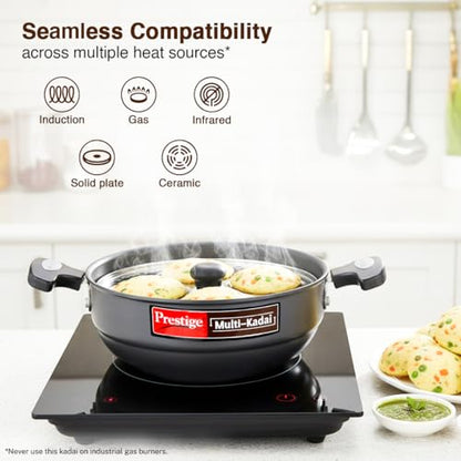 Image 5 of Prestige Aluminium Multi-Kadhai 22 Cm, Black & Silver, 2.5 Litre
