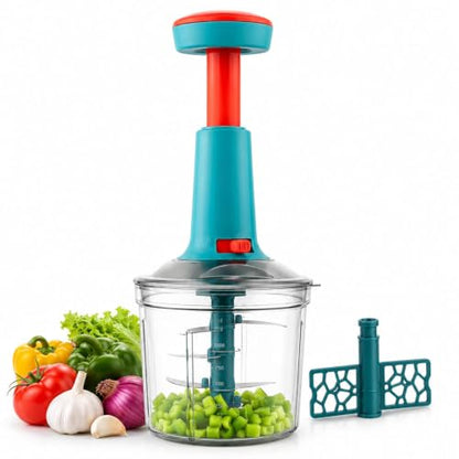 Image 1 of Hand Blanders Manual Push Chopper 1100ml with 6 Stainless Steel Blades