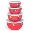 Image 1 of Zaib Microwave Safe Stainless Steel Food Storage Container with Lid|500ml, 800ml, 1250ml, 2000 ml | Reheatable (4 Red Butterfly)