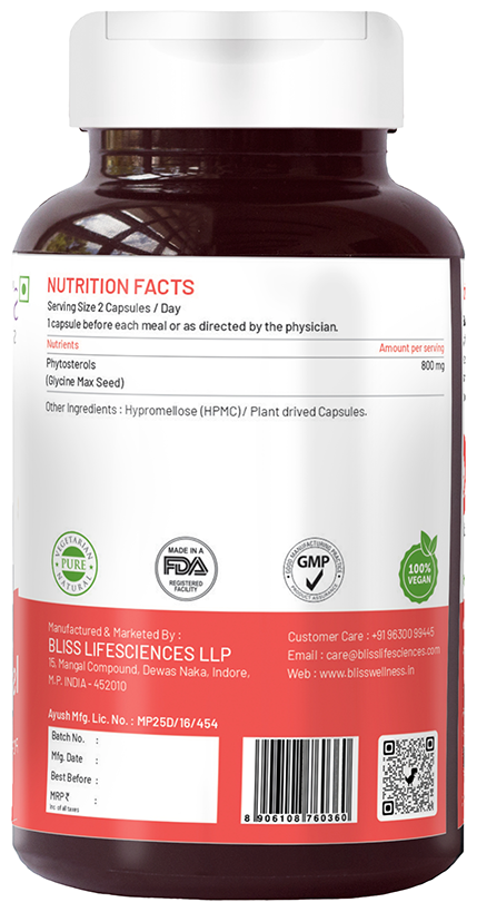 Image 2 of Bliss Welness Heart Health Phytosterols High Potency Lipid Support Veg Capsule