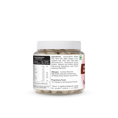 Image 6 of Heeva Roasted Makhana Foxnut Salt n Pepper Flavour 100g Pack of 3