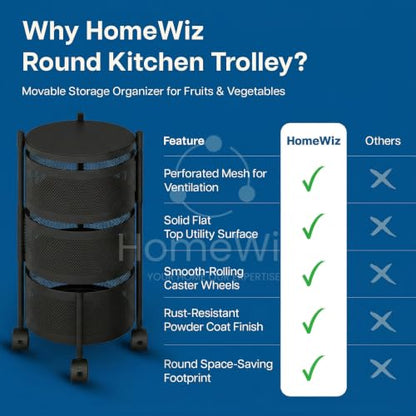 Image 5 of HomeWiz Round Kitchen Rack 3- Layer
