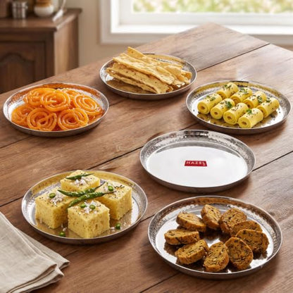 Image 1 of Default Title for the product HAZEL Hammered Stainless Steel Dinner Plate, 23cm, Set of 6