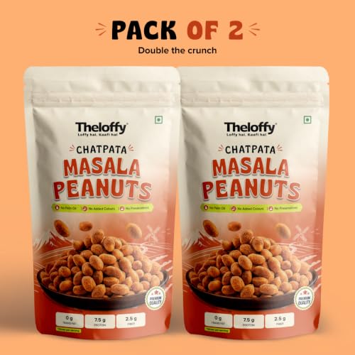 Image 3 of THELOFFY Chatpata Masala Roasted Peanuts, High Protein Snack, 200g x 2