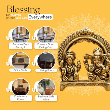 Image 5 of Ekhasa 100% Pure Brass Laxmi Ganesh Murti 8 cm