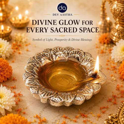 Image 5 of Dev Aastha 999 Silver Plated Flower Diya Set of 5