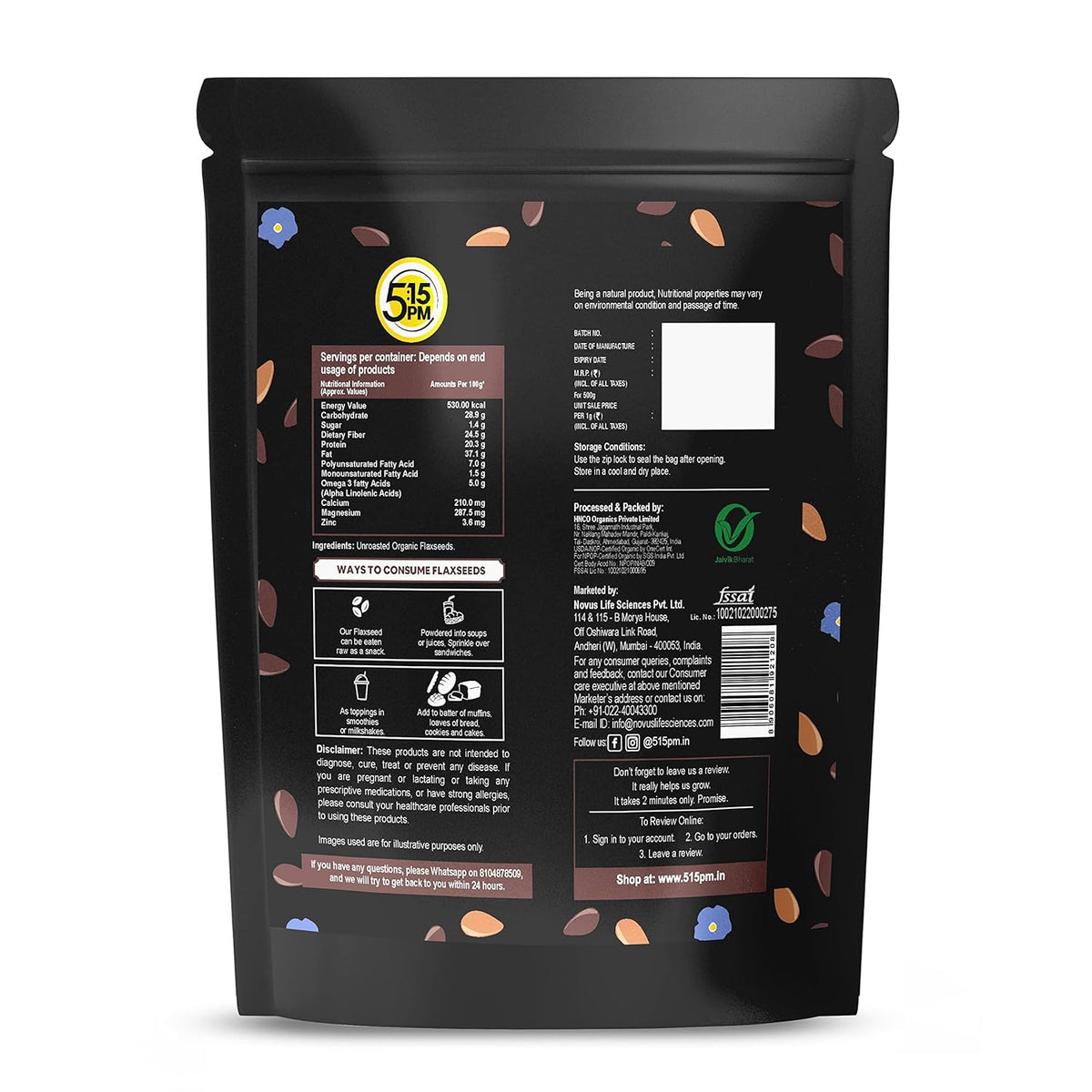 Image 9 of 5:15 PM 100% Certified Organic Flaxseeds - Raw & Unroasted Flax Seeds for Eating