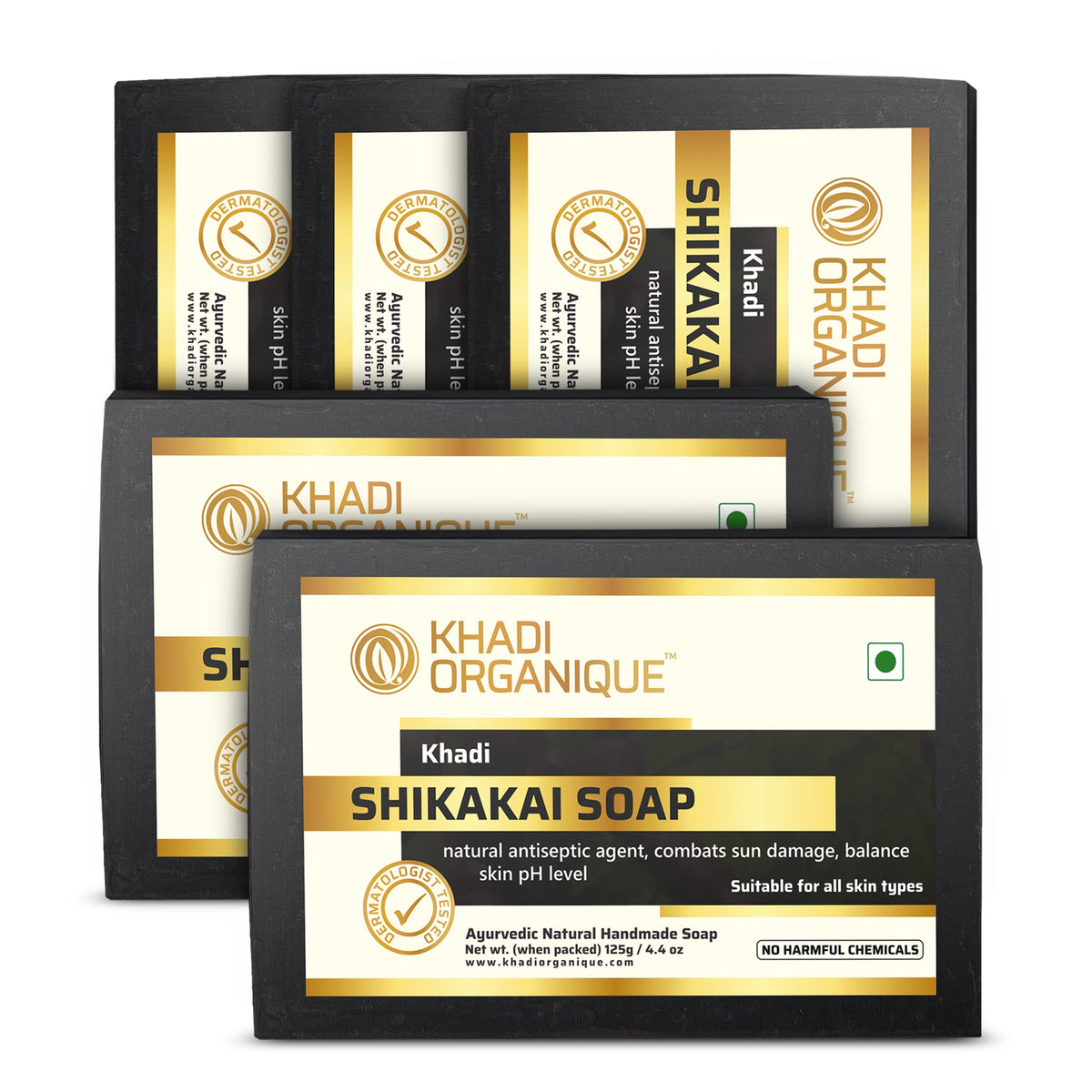 Image 1 of 125 gm / Pack of 5 for the product Khadi Organique Natural Herbal Shikakai Soap