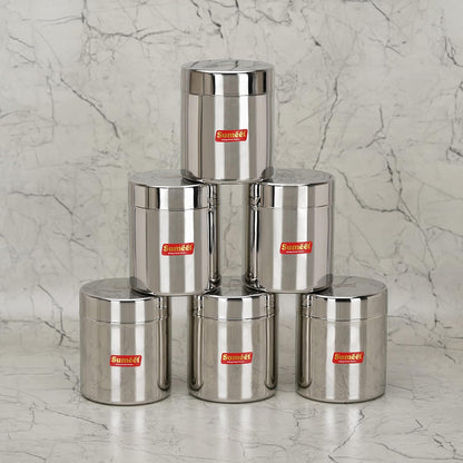 Image 6 of Sumeet Stainless Steel Small Canisters/Jars/Ubha Dabba/Storage Containers set of 6Pcs, 750 ML Capacity Each