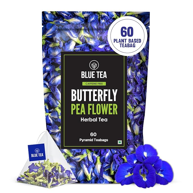 Image 6 of 60 Teabags / Pack of 1 for the product Blue Tea Butterfly Pea Herbal Tea Bags | Anti-Oxidant Rich Herbal Flower Based Caffeine Free - No Preservatives | Detox Tea Natural Premium Herbal Tea