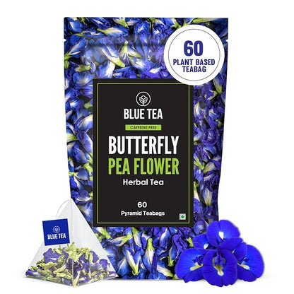 Image 6 of 60 Teabags / Pack of 1 for the product Blue Tea Butterfly Pea Herbal Tea Bags | Anti-Oxidant Rich Herbal Flower Based Caffeine Free - No Preservatives | Detox Tea Natural Premium Herbal Tea