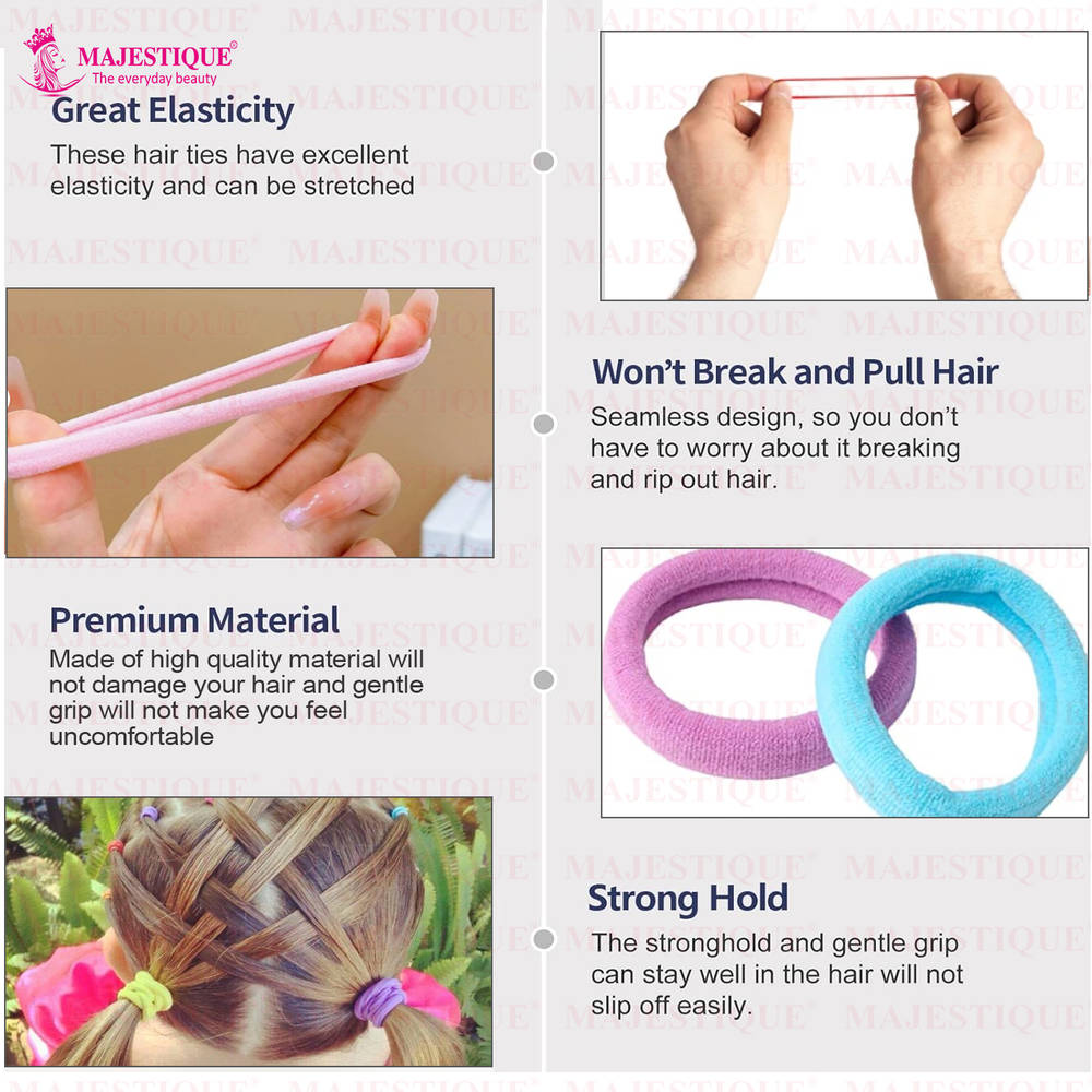 Image 2 of Majestique Cotton Stretchable Hair Ties Ponytail Holder Rubber Band - 20 Pcs