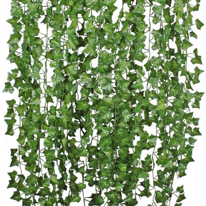 Image 1 of Go Hooked Deehome Artificial Ivy Hanging Grass Creepers for Home Decoration, Green, Each Length-7.5 Feet - Set of 3