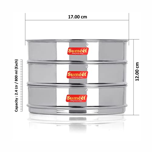 Image 5 of Sumeet Stainless Steel Flat Stackable Container/Separator with Lid Suitable for 5 Ltr & 5.5 Ltr Inner & Outer Lid Cooker, Silver