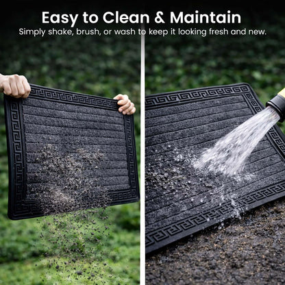 Image 1 of Go Hooked Rubber Door Mat 40x60 cm | Anti-Slip Floor Mat with Ribbed Textured Surface | Heavy Duty Dust & Dirt Trapper Doormat for Home Entrance, Kitchen, Bathroom, Office Indoor Use (Grey)