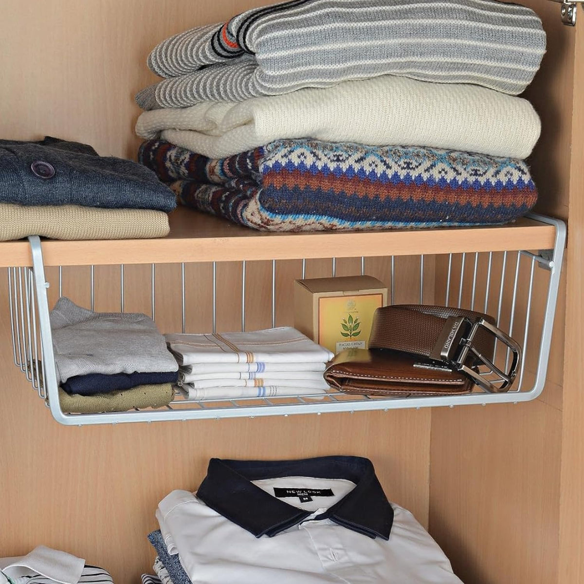 Image 3 of Go Hooked ViMe Powder Coated Iron Multipurpose Under Cabinet Undershelf Organiser Basket Storage Rack 16 Inch Silver Space Saving Versatile Heavy Duty Compact and Durable Pack of 3