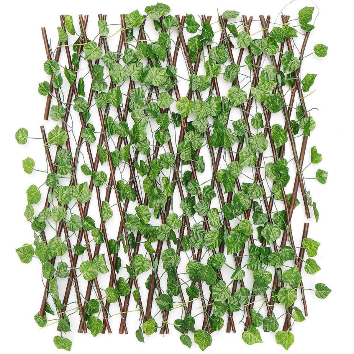 Image 2 of Default Title for the product Go Hooked Wood&Plastic Artificial Expanding Wood Fence Trellis Artificial Plant Garden Green Wall Leaf Ivy Wood Fence for Home Decor Garden Decor Restaurant Decor(60 X 20 Inch,Pack of 1)