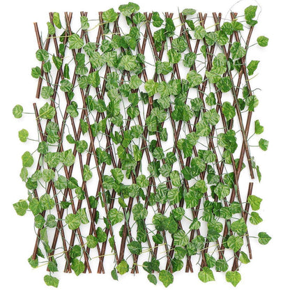 Image 2 of Default Title for the product Go Hooked Wood&Plastic Artificial Expanding Wood Fence Trellis Artificial Plant Garden Green Wall Leaf Ivy Wood Fence for Home Decor Garden Decor Restaurant Decor(60 X 20 Inch,Pack of 1)