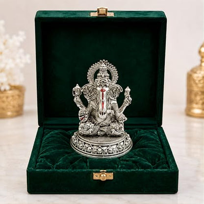Image 1 of Default Title for the product Dev Aastha Silver Plated Four-Armed Ganesh Idol - 3.25 Inch