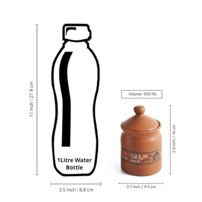 Image 6 of ExclusiveLane Warli Village Tales Handcrafted Ceramic Pickle Jar With Lid 500 ML