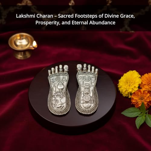 Image 8 of Dev Aastha 999 Silver Plated Lakshmi Charan Paduka, Diwali Decoration for Home, 3 Inch