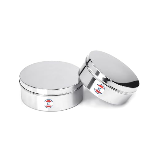 Image 6 of KC Stainless Steel Flat Canisters Set Of 2 Pcs (Capacity 1.2Ltr & 1.5Ltr)