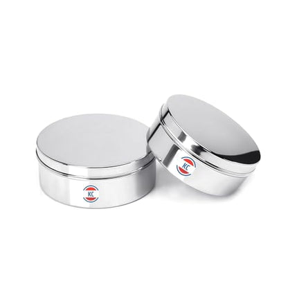 Image 6 of KC Stainless Steel Flat Canisters Set Of 2 Pcs (Capacity 1.2Ltr & 1.5Ltr)