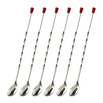 Image 3 of Bar Spoon With Red Drop / Set of 6 for the product HAZEL Stainless Steel Bar Spoon