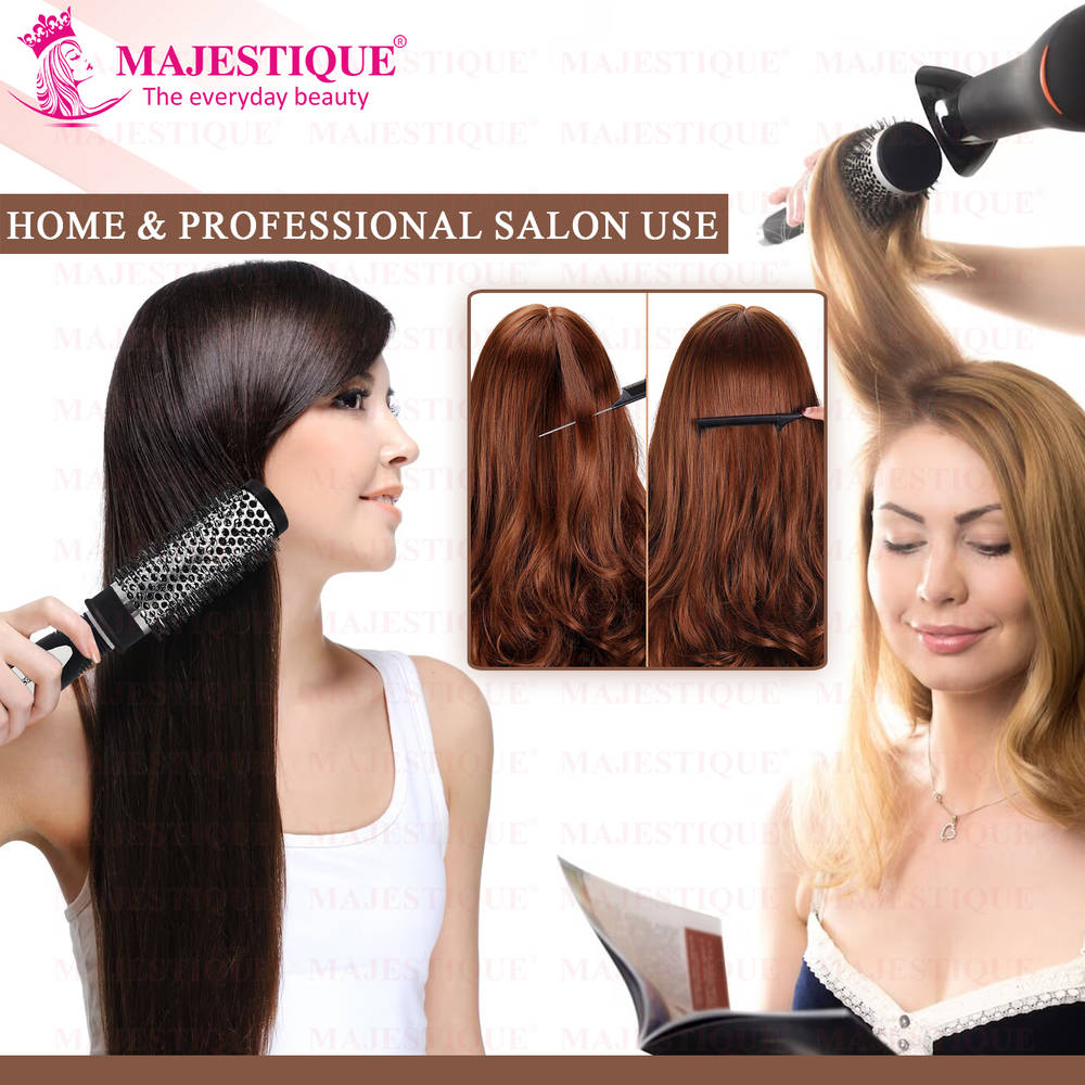 Image 5 of Majestique Blow Dry Hair Roller Brushes And Tail Comb - Set Of 3