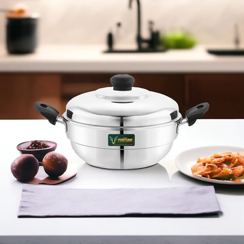 Image 5 of Fortuna Idli Steamer Stainless Steel | 2 Plate, 8 Idlis | Idli Pot/Idli maker stainless steel, Gas & Induction compatible | Small idli maker | Multi Kadai (8 Idly)