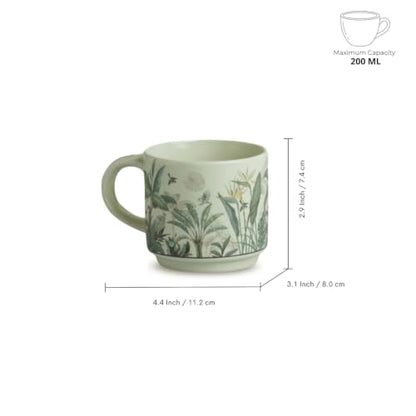 Image 5 of ExclusiveLane Jungle Brew Decal Ceramic Tea Cups Set of 4 200 ml