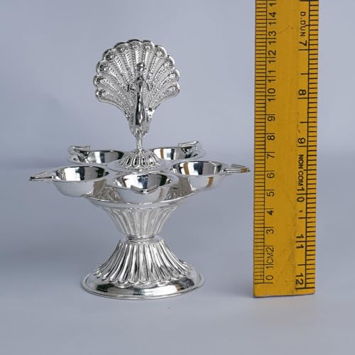 Image 2 of Dista Silvers Panchmukhi Peacock Diya 107g