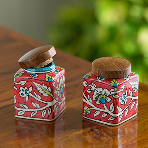 Image 1 of Default Title for the product ExclusiveLane Mughal Airtight Ceramic Jars for Kitchen Storage Set of 2 240 ML