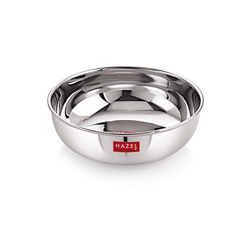 Image 1 of Stainless Steel (1 Ltr) / 1000 ml - Without Lid for the product HAZEL Stainless Steel Tasra Kadhai Cookware