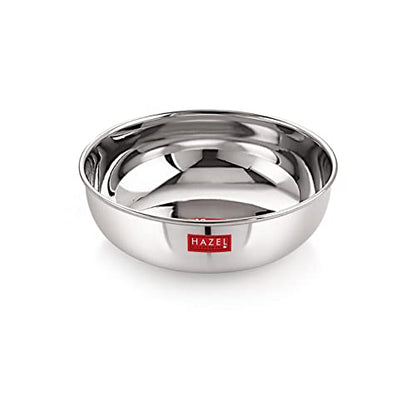 Image 1 of Stainless Steel (1 Ltr) / 1000 ml - Without Lid for the product HAZEL Stainless Steel Tasra Kadhai Cookware