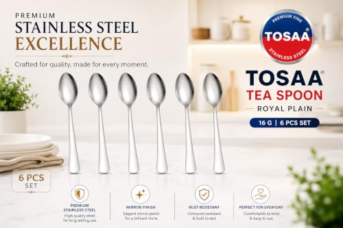 Image 4 of Tosaa Tea Spoon Royal Plain 16G-6-Piece Stainless Steel Spoon Set