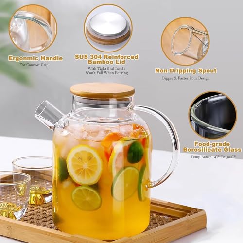 Image 3 of Jinelza Glass Teapot with Wooden Bamboo Lid 1800ML