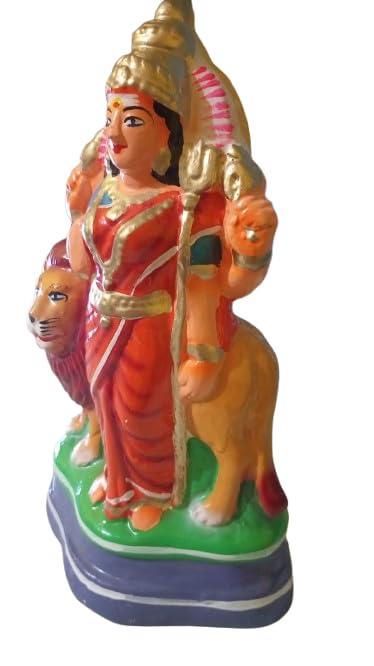 Image 2 of Durga MATA Idol Statue with Lion H 23cm bommala koluvu bommalu Set bommalu for bommala koluvu golu Dolls golu Dolls for navaratri Set